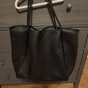 Oversized Black Vegan Leather Tote